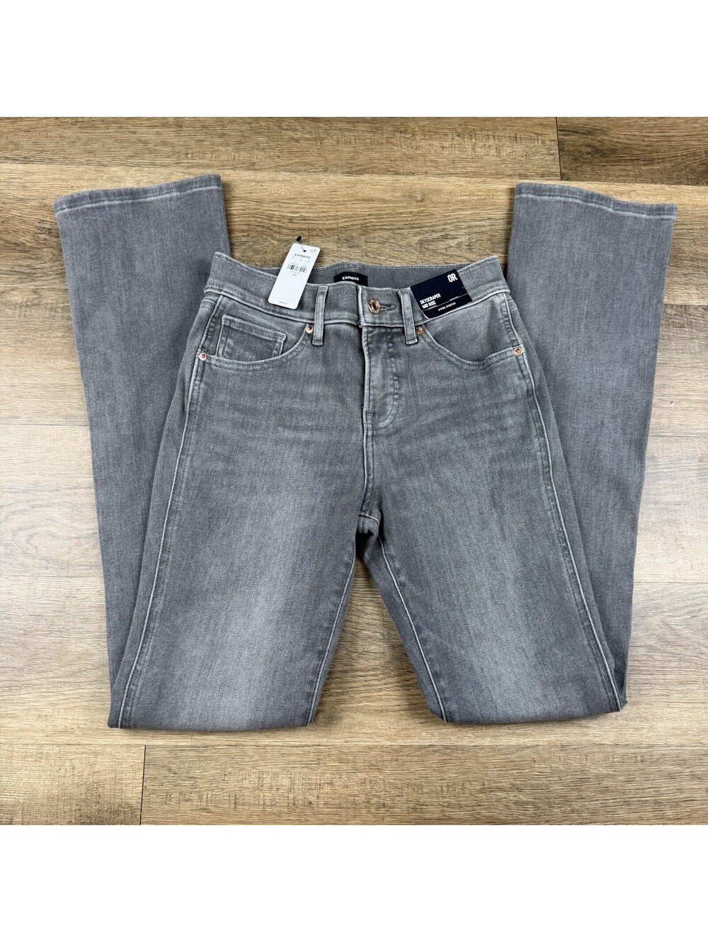 Express Hyper Stretch Skinny Jeans Women’s Size 0R Gray Denim Mid Rise Slim Fit